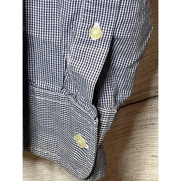 Vintage J. Crew Tailored Fit Button Down Dress Shirt Mens Medium Blue Checkered - Picture 3 of 5
